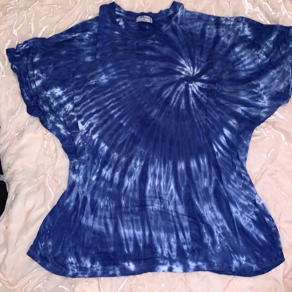 Zenana blue and white tie-die t-shirt